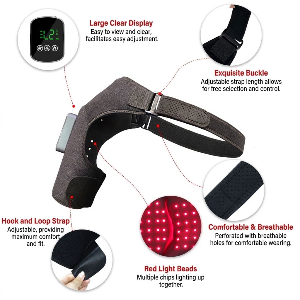 105 LED Red Light Therapy Heating Belt – Adjustable Heated Waist Wrap with Timer for Home Relaxation